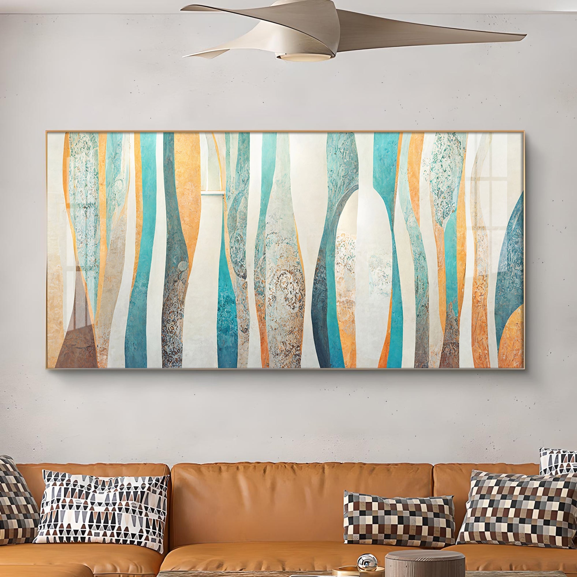 Abstract Colorfall Glass Finish Horizontal Wall Art - 2