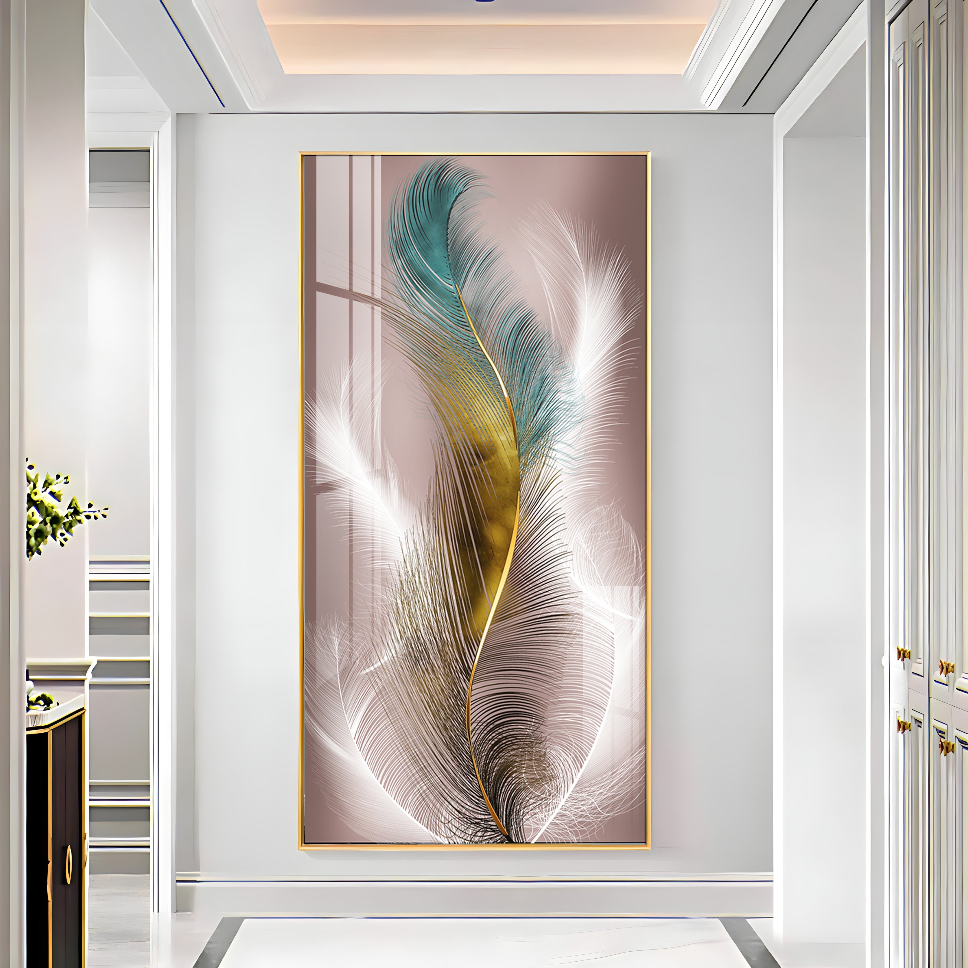 Abstract Feather Premium Acrylic Vertical Wall Art