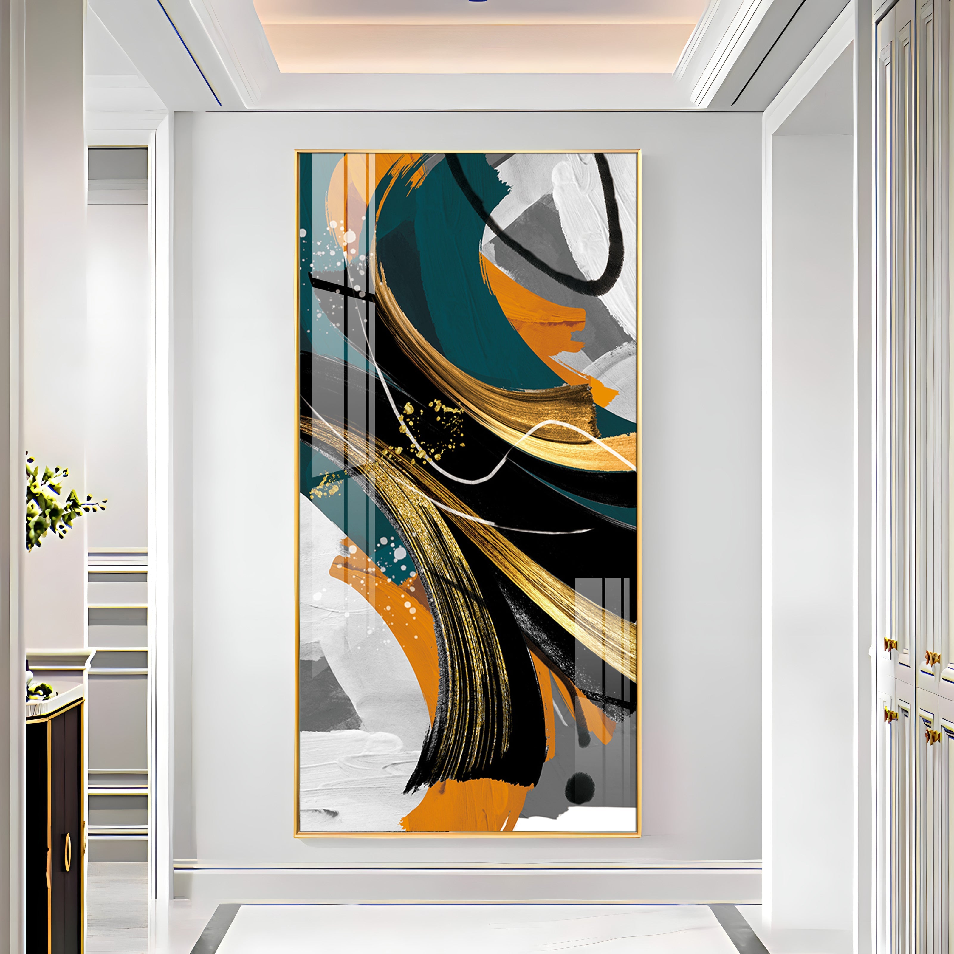 Abstract Gold Foil Premium Acrylic Vertical Wall Art