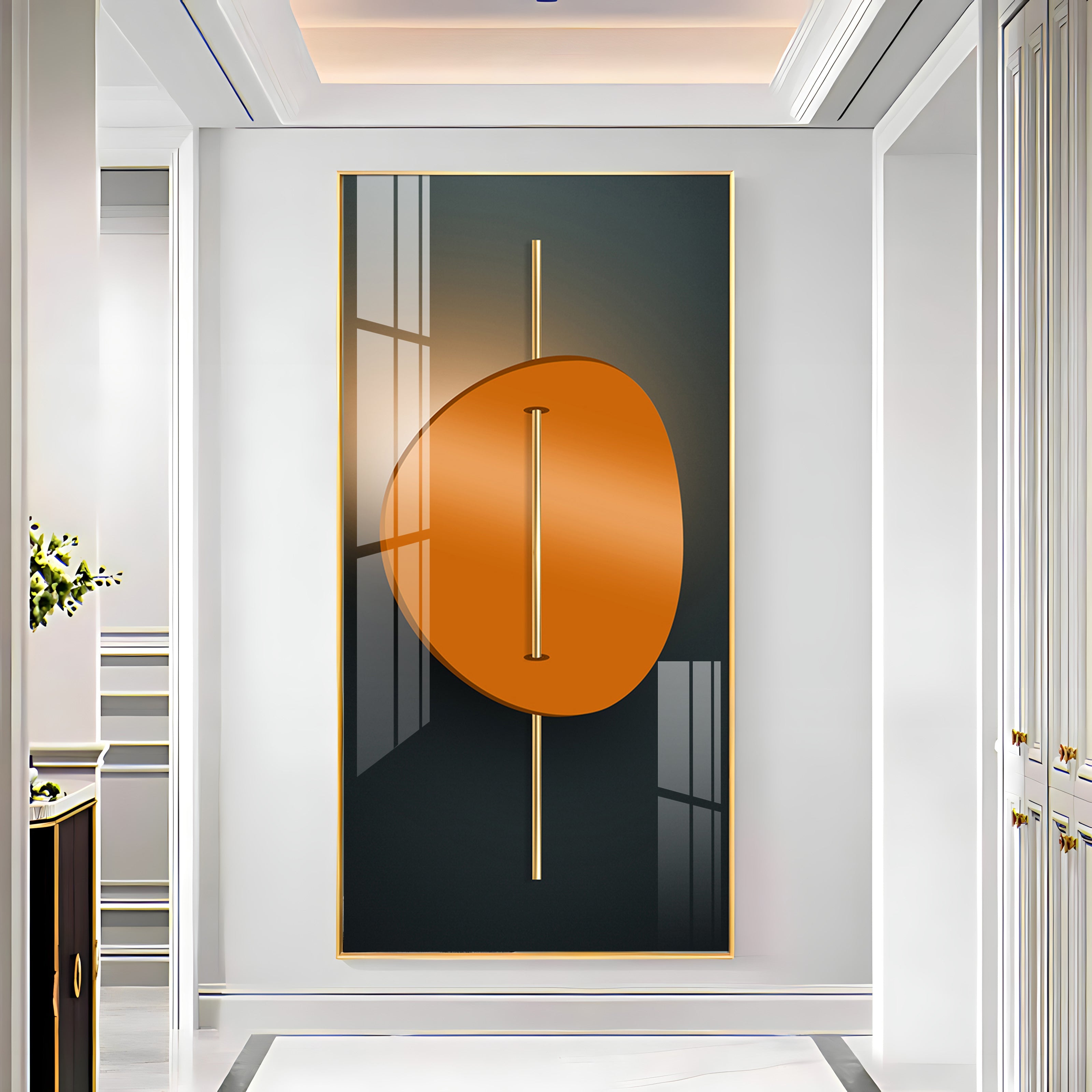 Abstract Orange Moon Premium Acrylic Vertical Wall Art