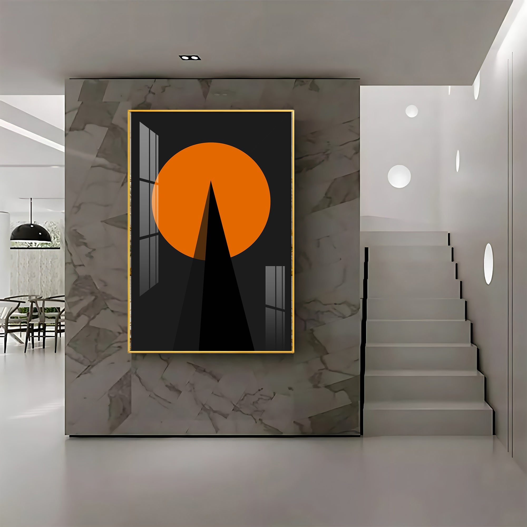 Black Orange Geometry Premium Acrylic Vertical Wall Art