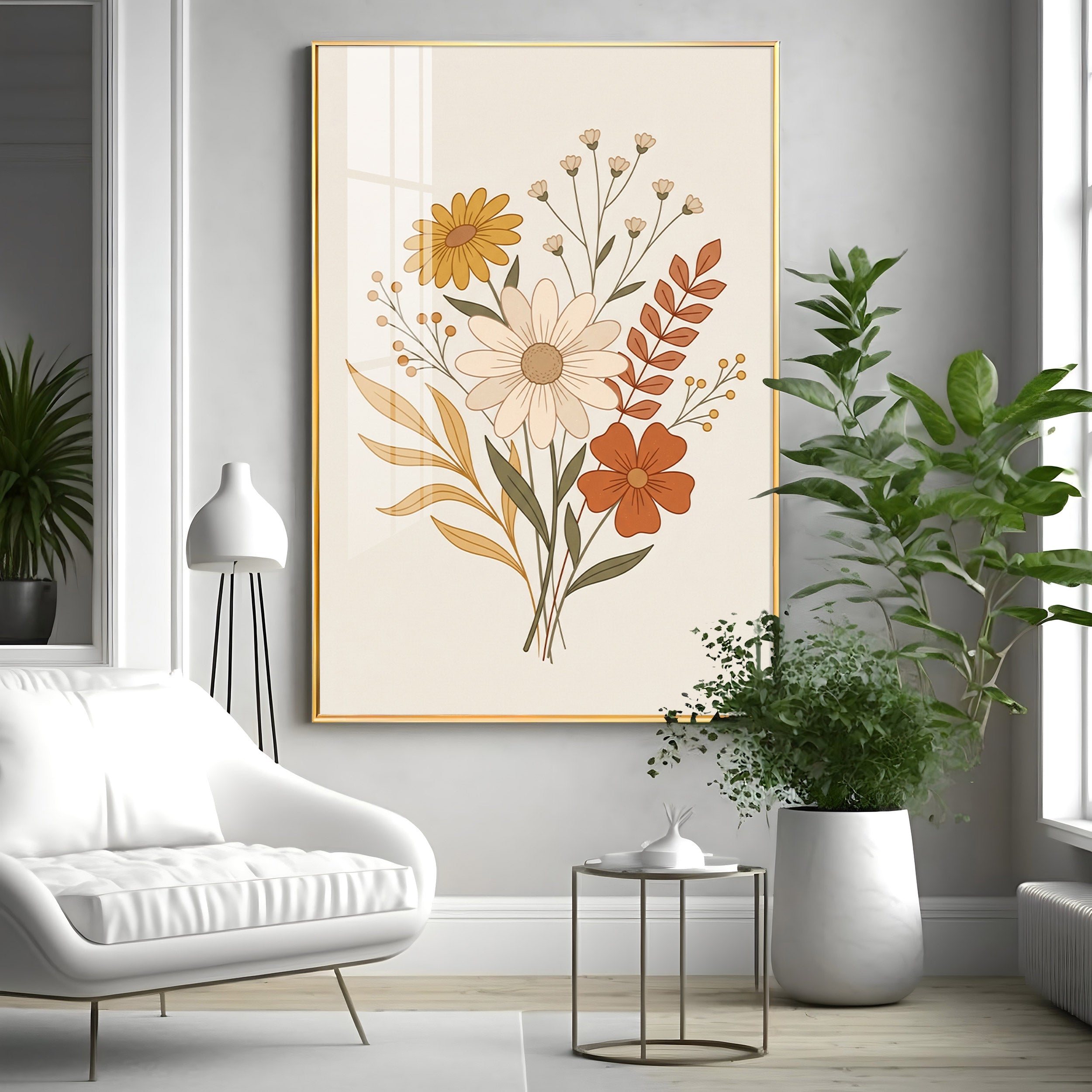 Boho Wildflower Bouquet Premium Acrylic Vertical Wall Art