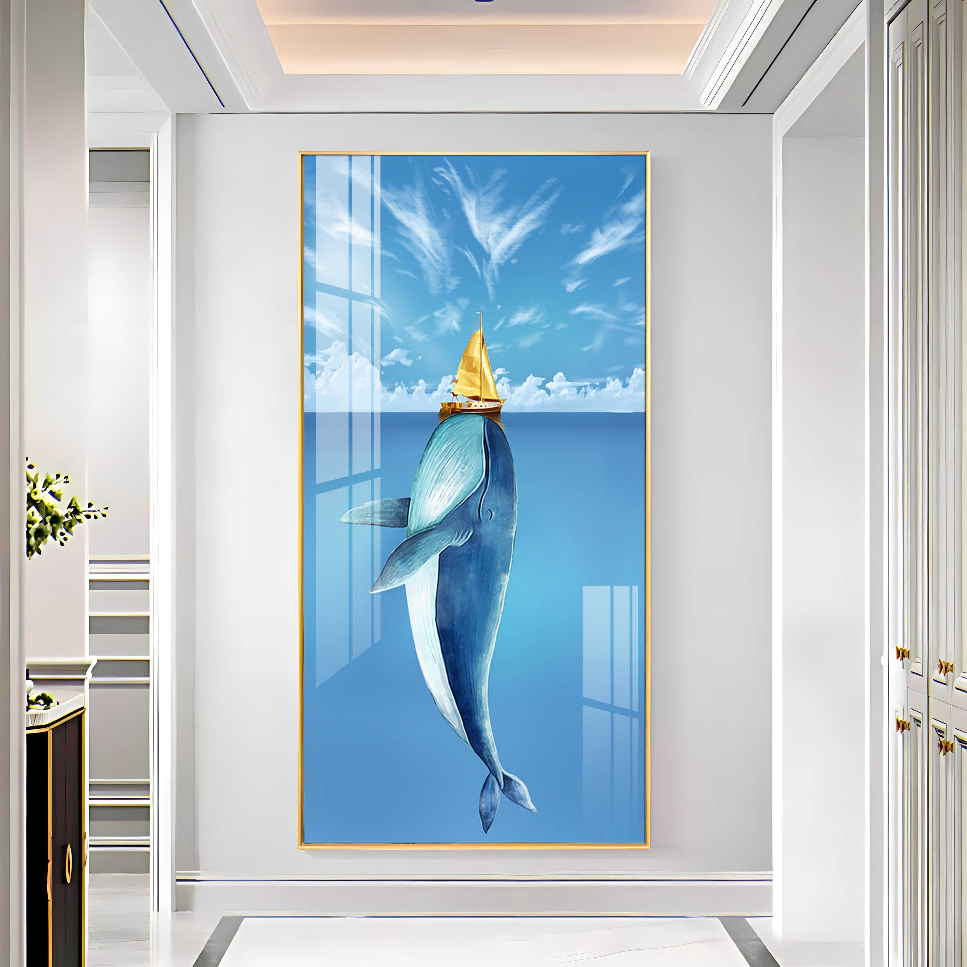 Cartoon Whale Premium Acrylic Vertical Wall Art