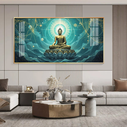 Divine Buddha Aura Meditation Scene acrylic wall painting