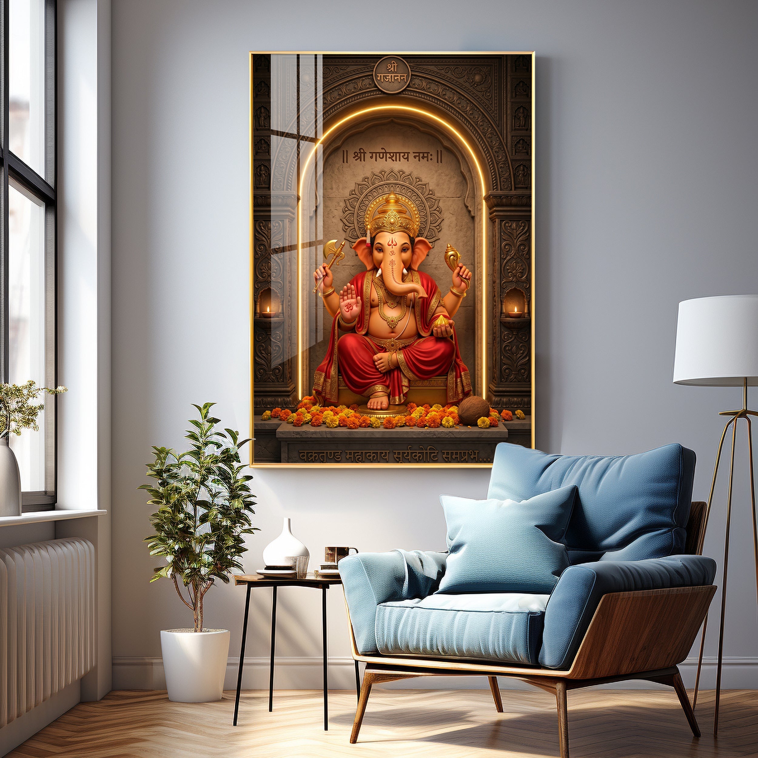 Divine Ganpati Bappa Premium Acrylic Vertical Wall Art