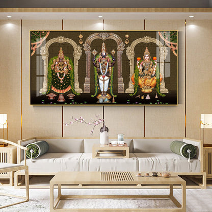 Divine Tirupati Balaji with Lakshmi Padmavati Premium Acrylic wall painting
