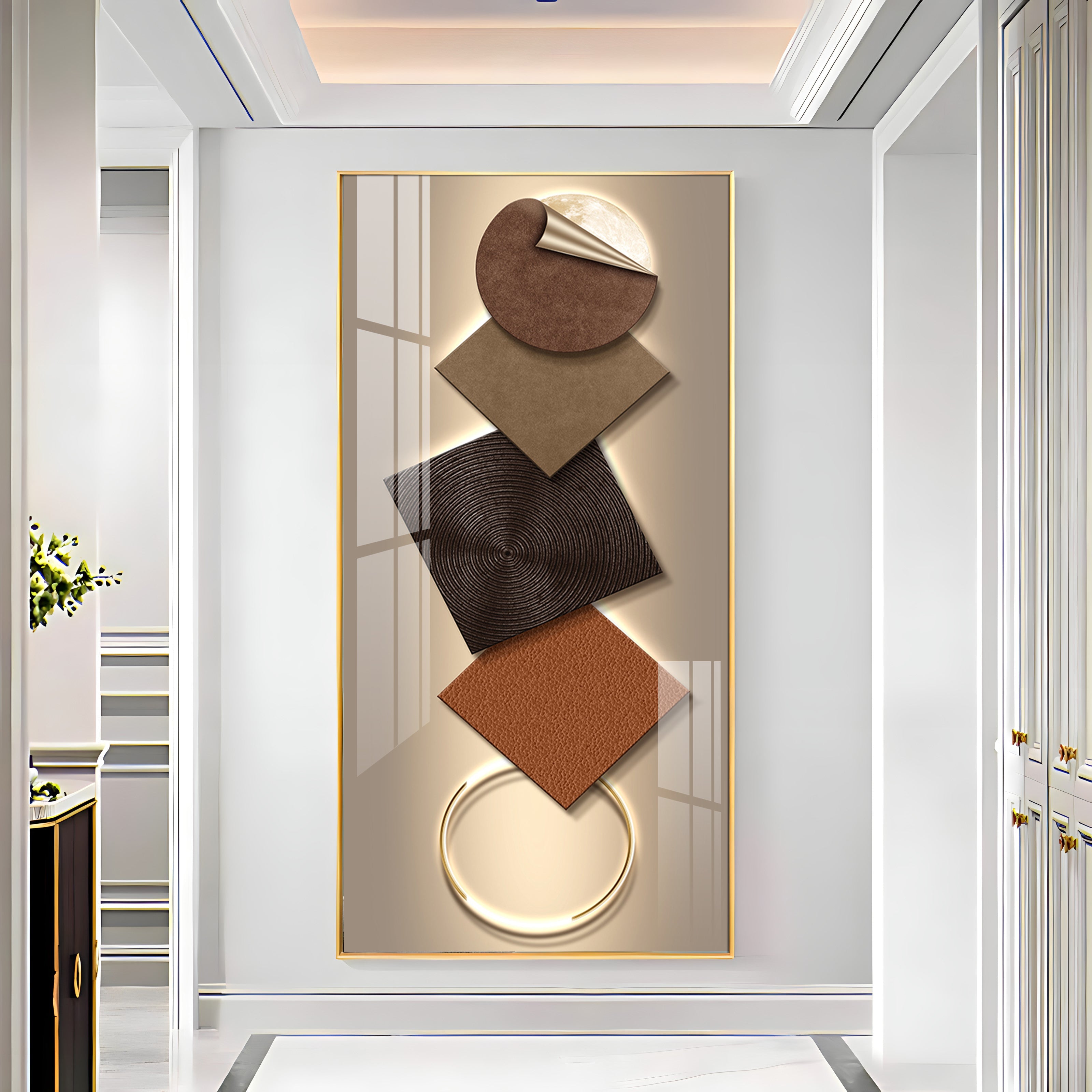 Elegant Geometry Abstract Design Premium Acrylic Vertical Wall Art