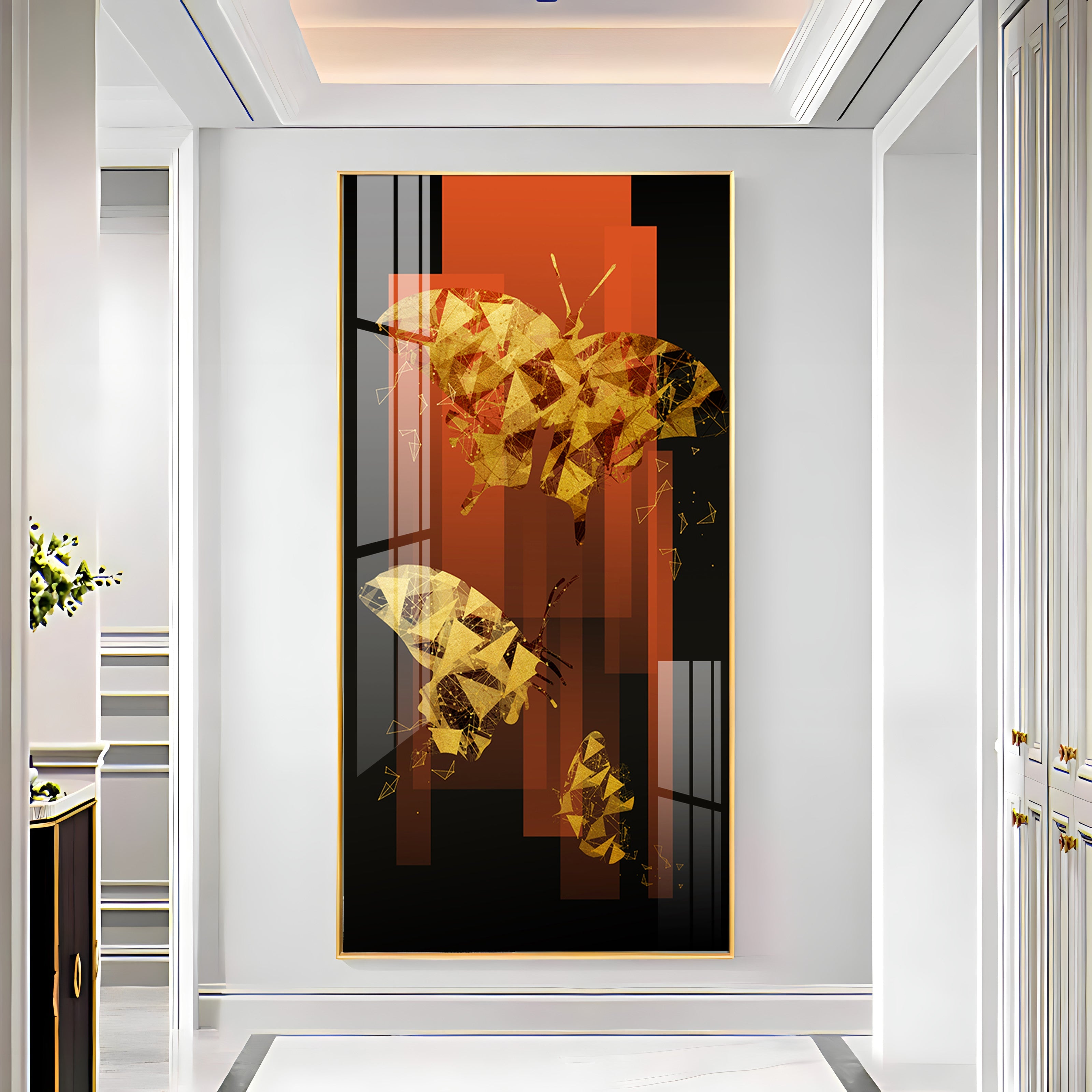 Golden Butterfly Premium Acrylic Vertical Wall Art