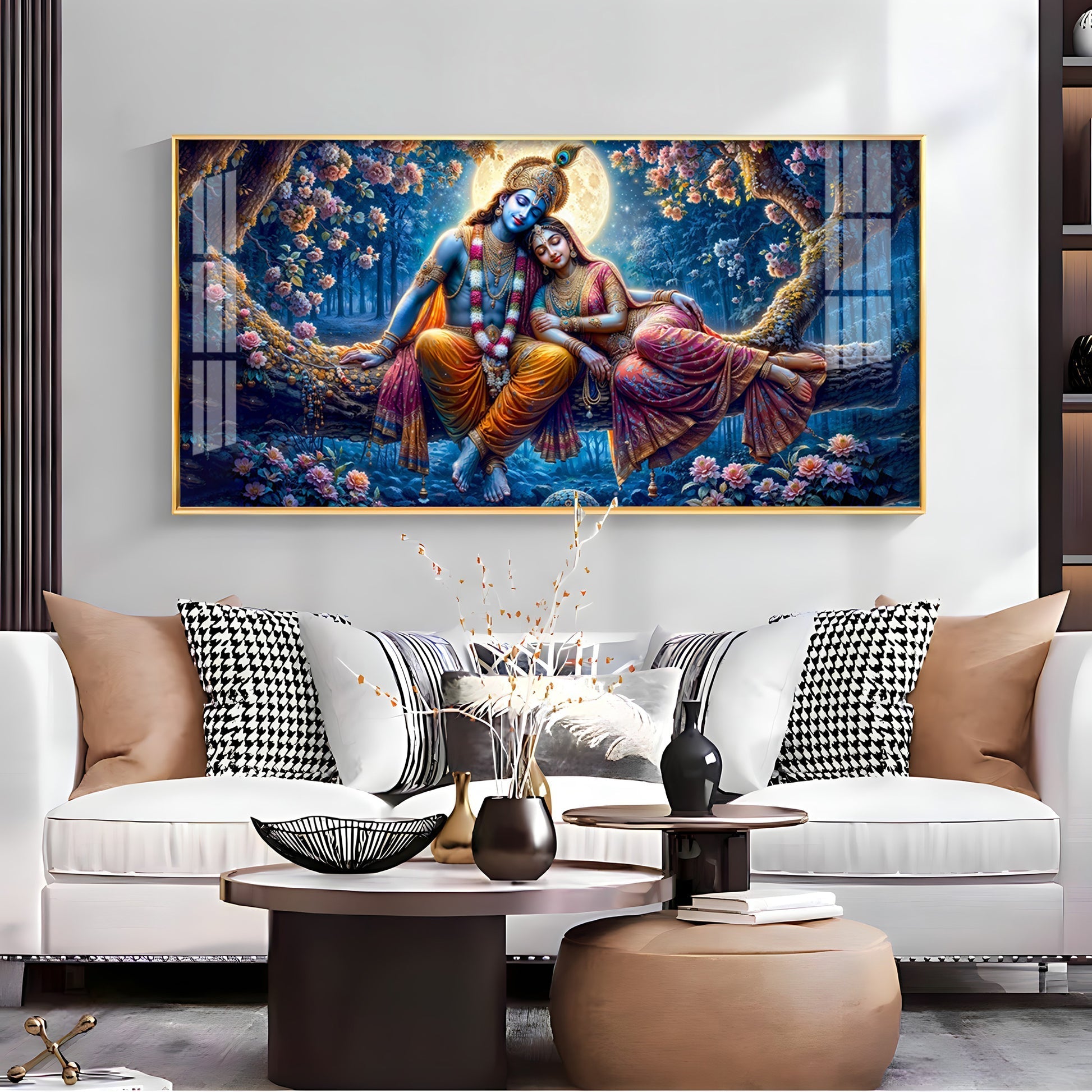 Krishna and His Beloved Premium Acrylic Horizontal Wall Art