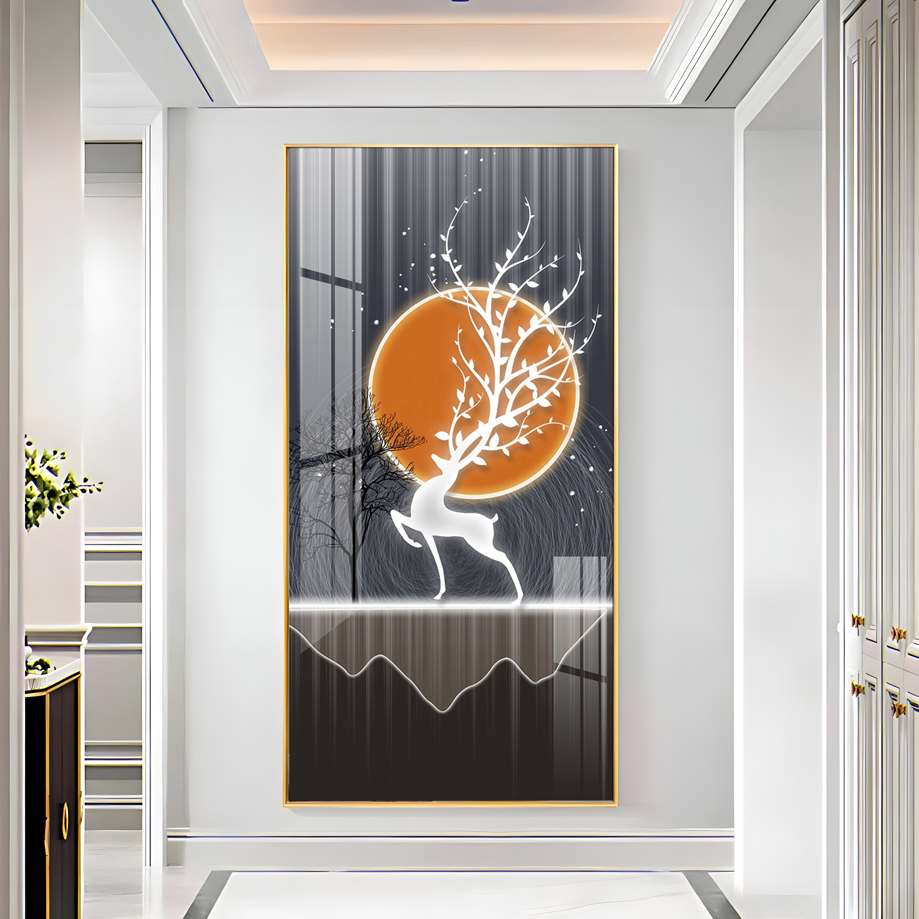 Luminious Deer Premium Acrylic Vertical Wall Art
