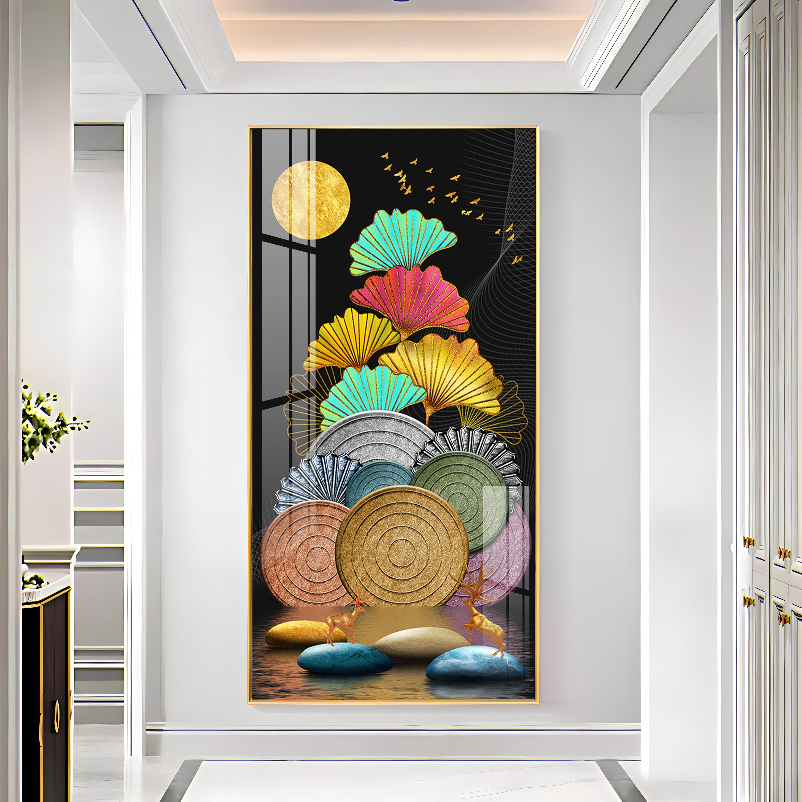 Multi Color Ginkgo Leaf Wall Premium Acrylic Vertical Wall Art