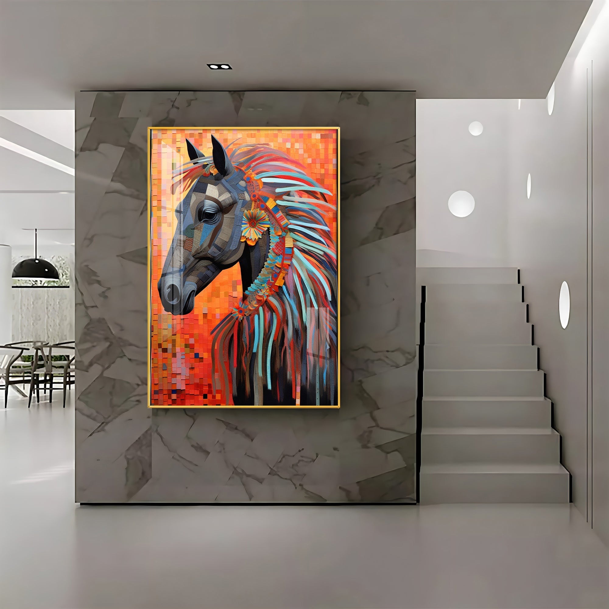 Multicolor Horse Premium Acrylic Vertical Wall Art