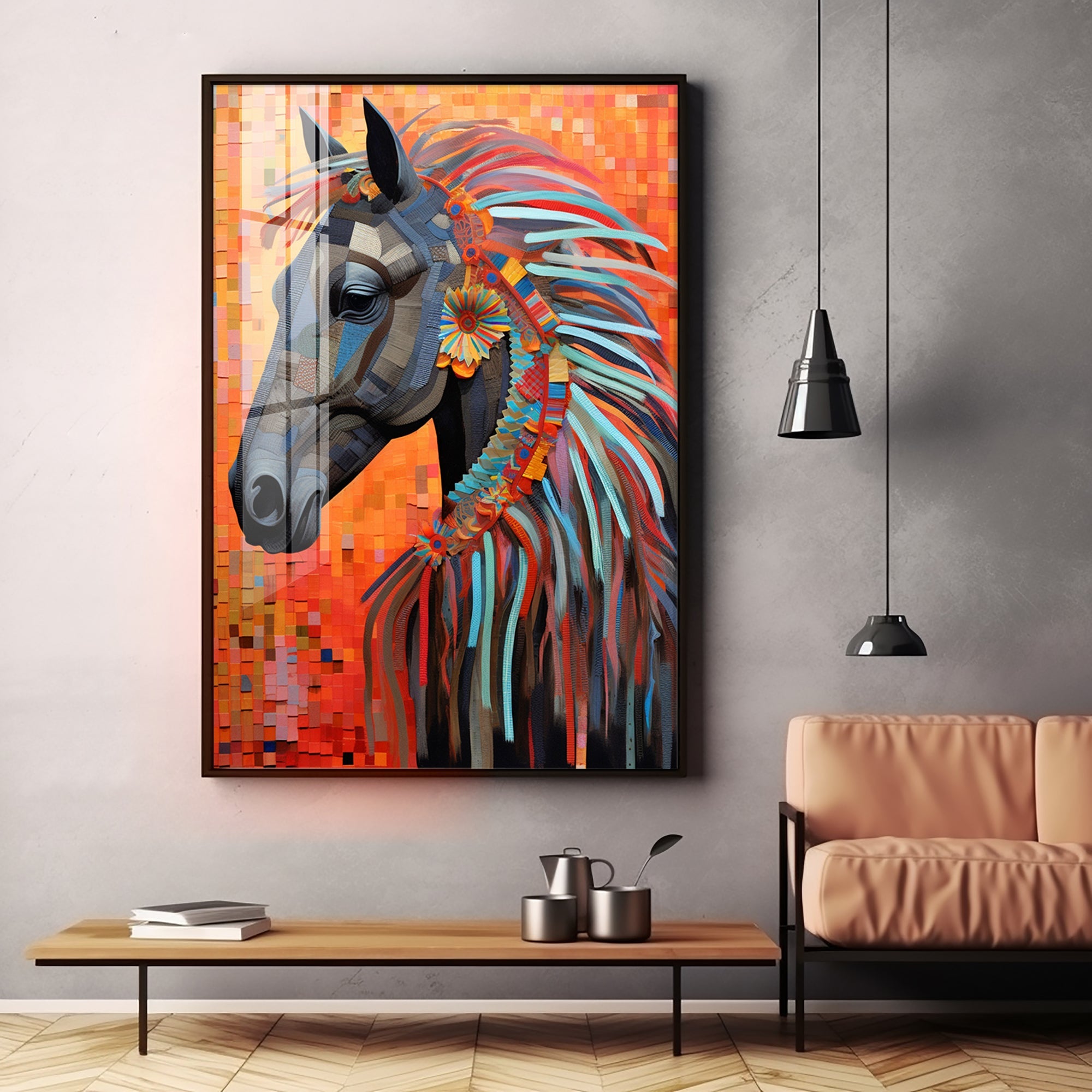 Multicolor Horse Premium Acrylic Vertical Wall Art - 2