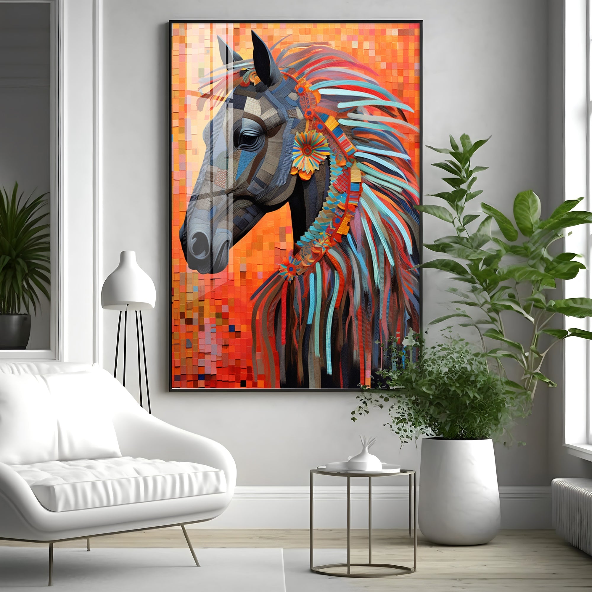 Multicolor Horse Premium Acrylic Vertical Wall Art - 6