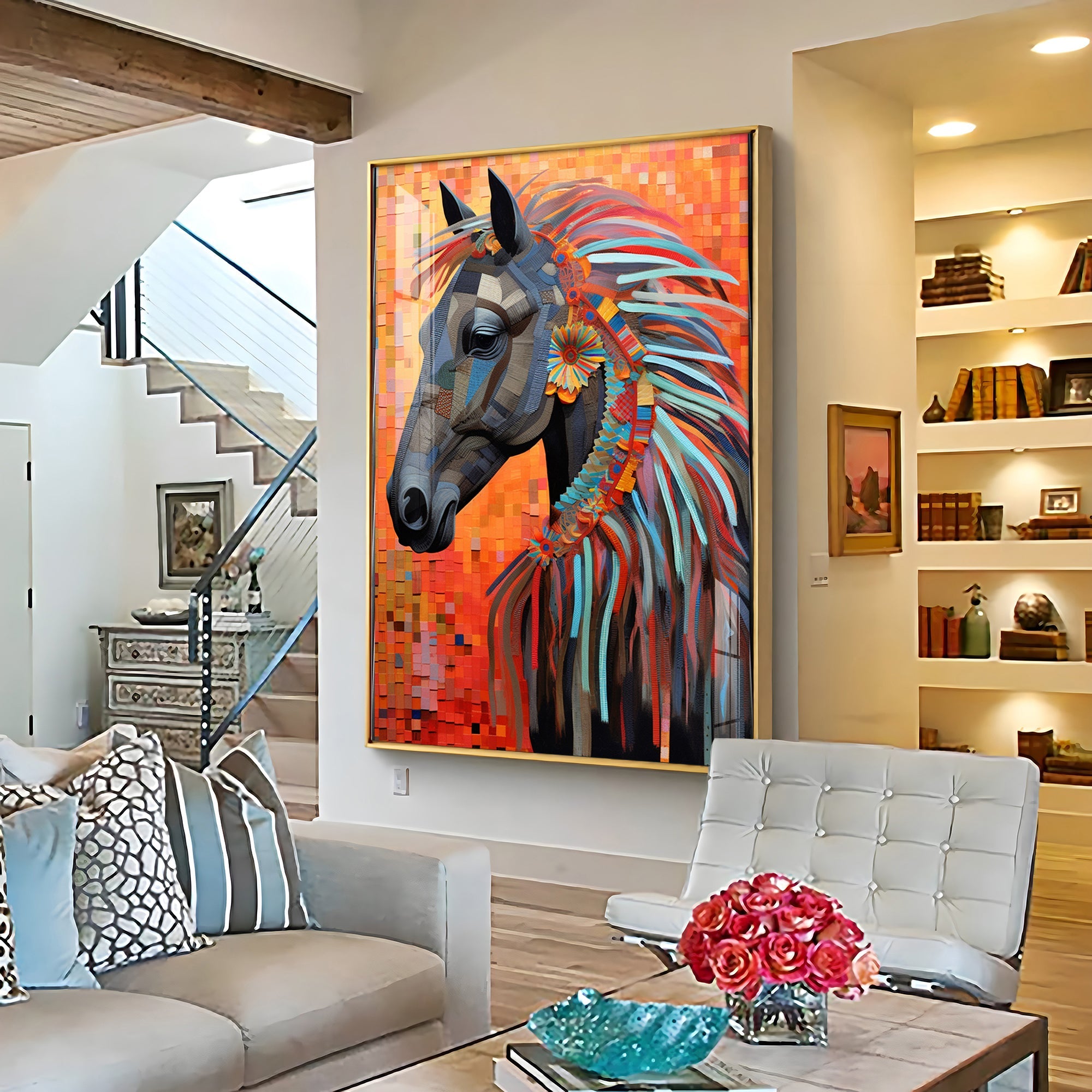 Multicolor Horse Premium Acrylic Vertical Wall Art - 9