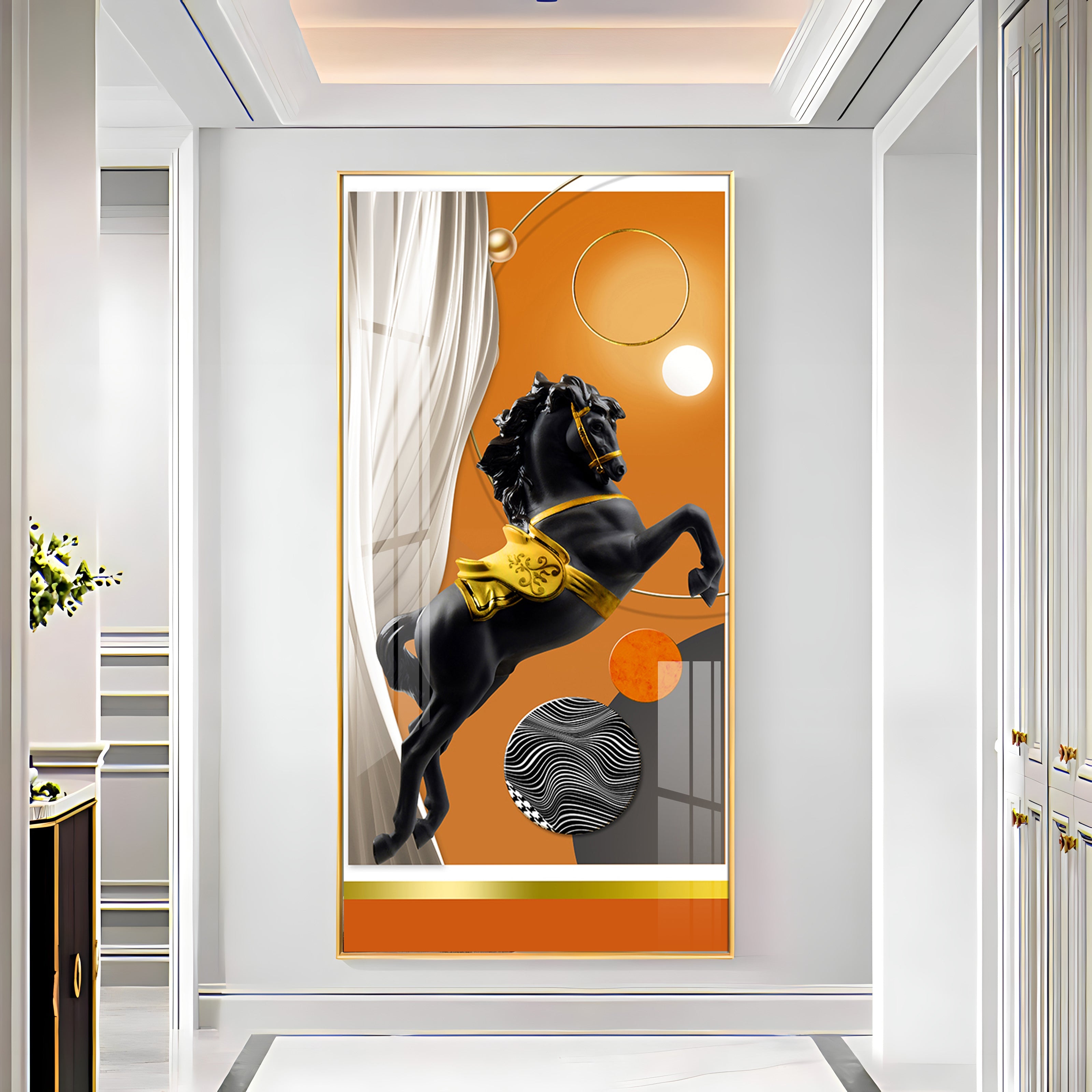 Muscular Black Horse Premium Acrylic Vertical Wall Art