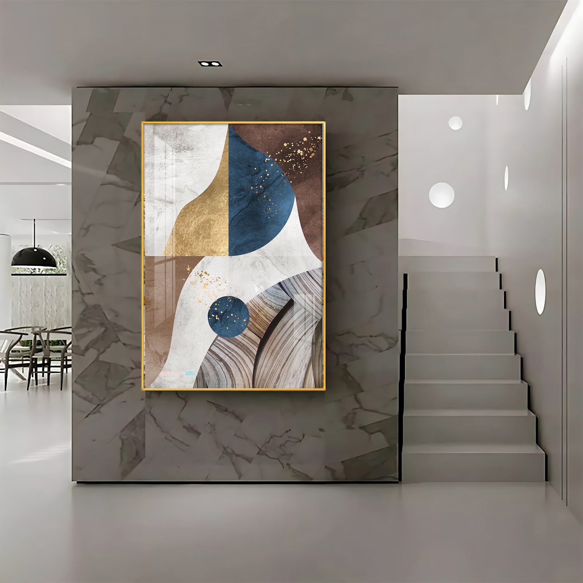 Nordic Modern Geometric Gold Premium Acrylic Vertical Wall Art