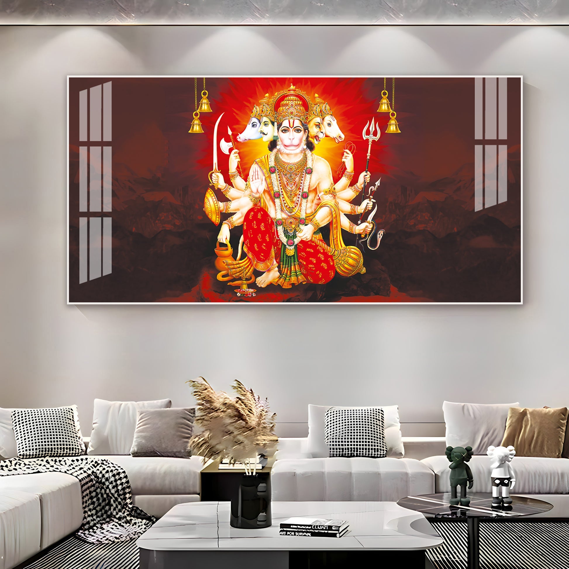 Scenic Panchmukhi Hanuman Acrylic Wall Art With Divine Energy And Sacred Theme