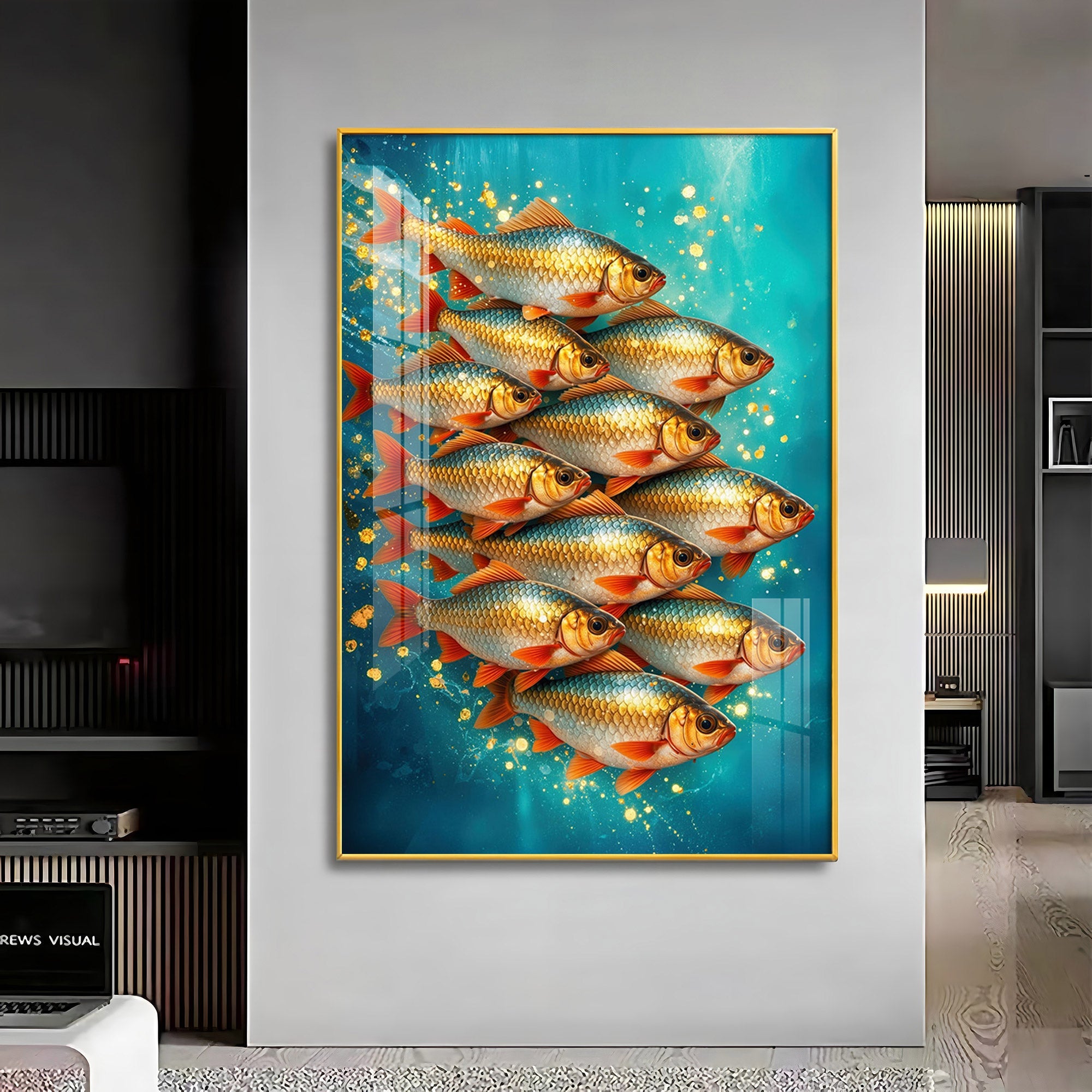 Shimmering Goldfish Premium Acrylic Vertical Wall Art