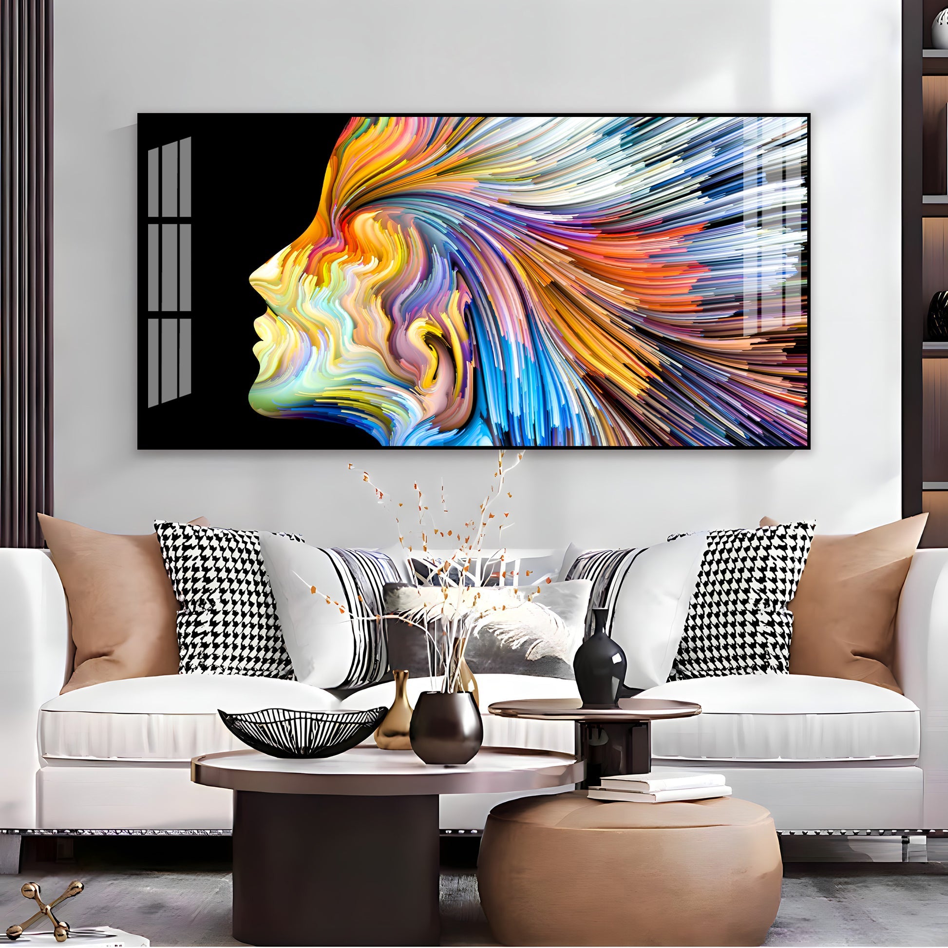 Unique Colorful Profile Face Acrylic Wall Art   For Modern Living Space - 2