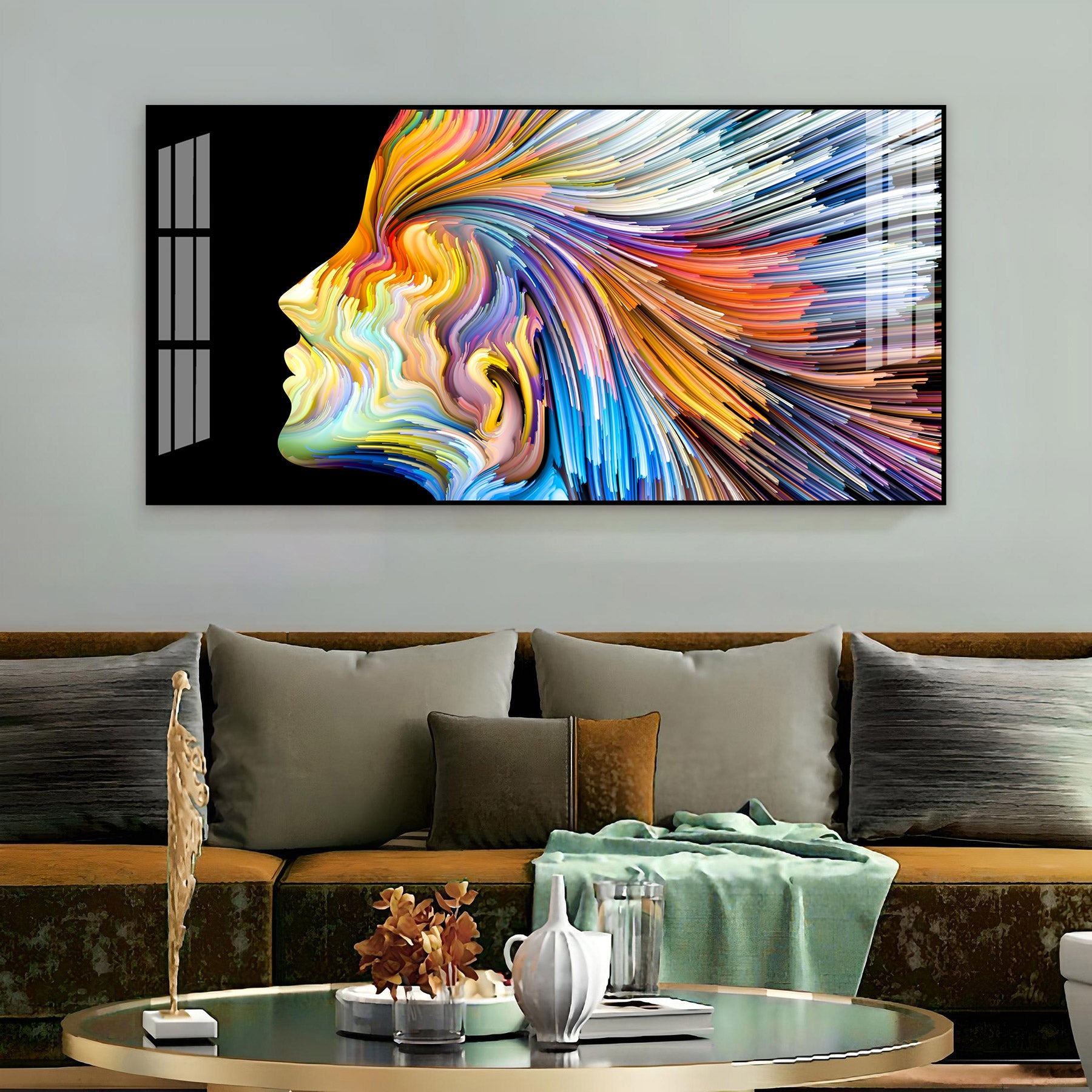 Unique Colorful Profile Face Acrylic Wall Art   For Modern Living Space - 3