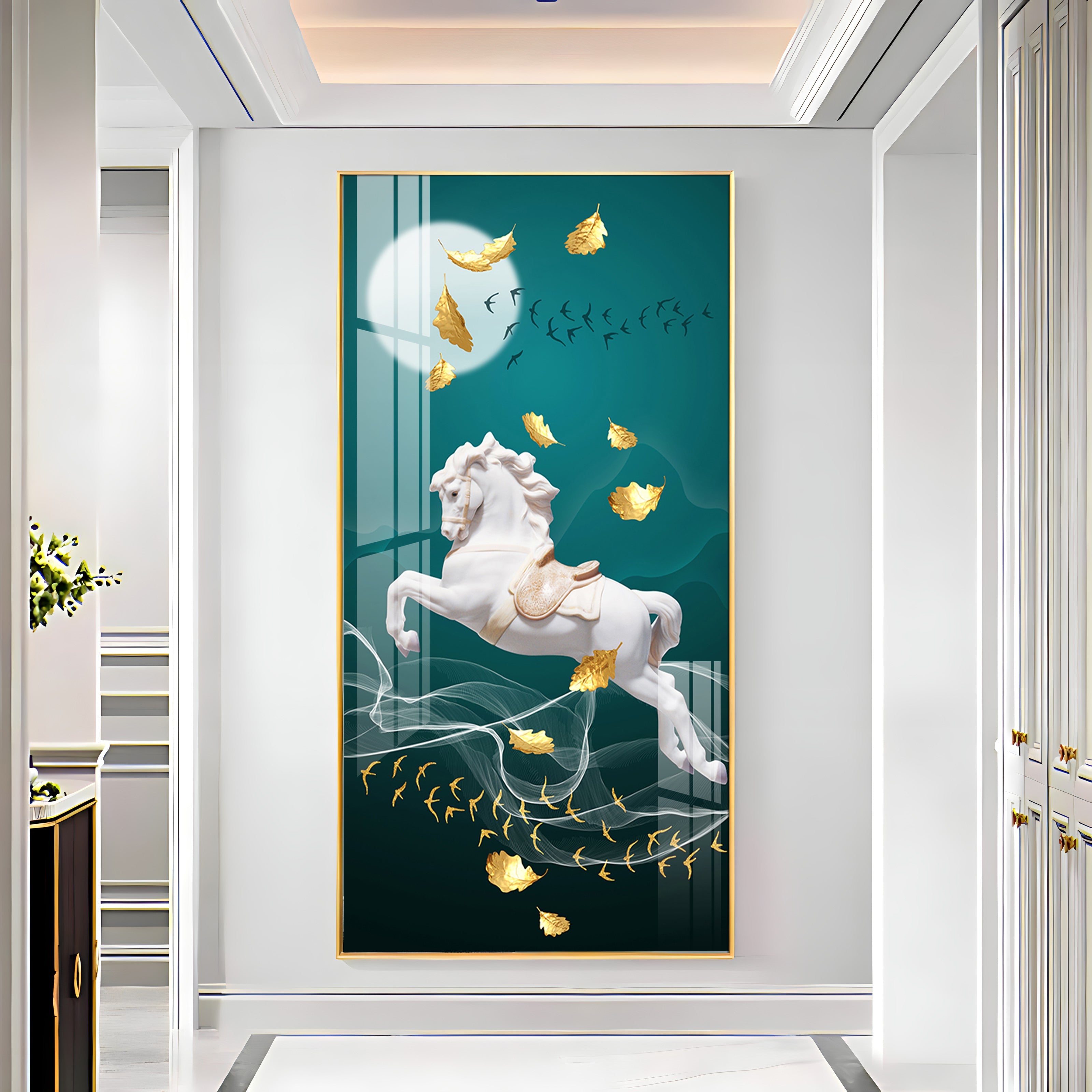 White Horse Premium Acrylic Vertical Wall Art